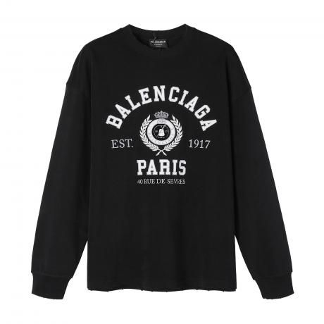 高評価 バレンシアガ BALENCIAGA メンズレディース緩い服ラウンドネック 新作印刷高品質同じスタイル芸能人 偽物国内発送ランキング